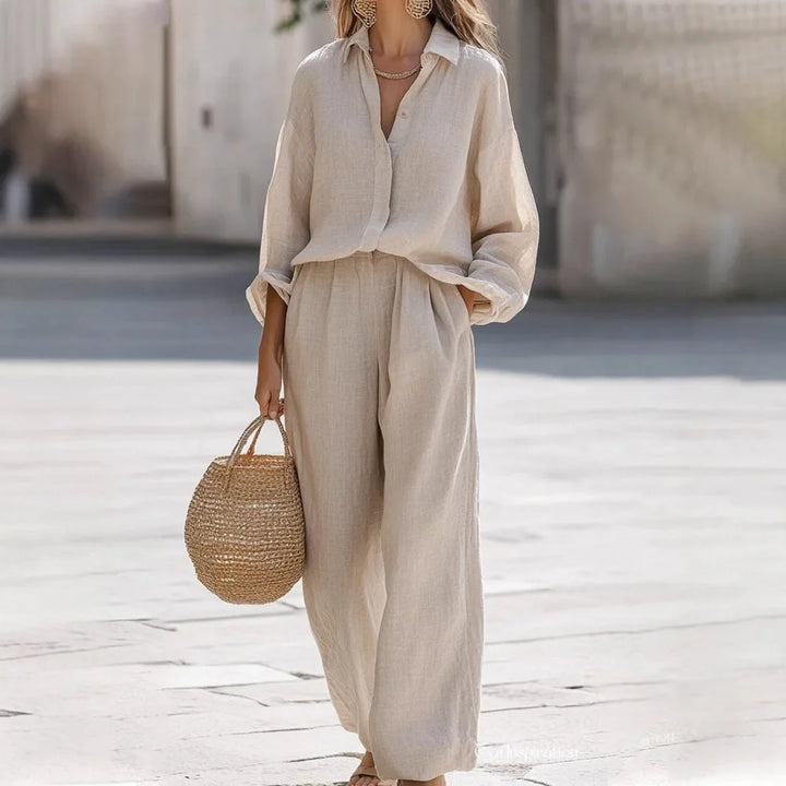 Giuseppe | Conjunto de verano elegante de algodón y lino para mujer
