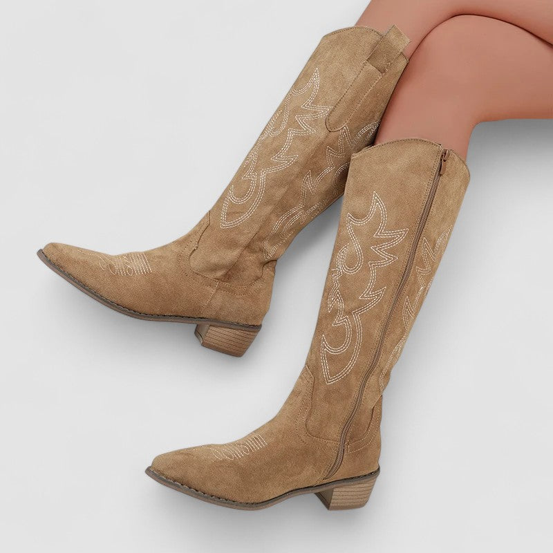 Clementina | Bota Alta Western Bordada