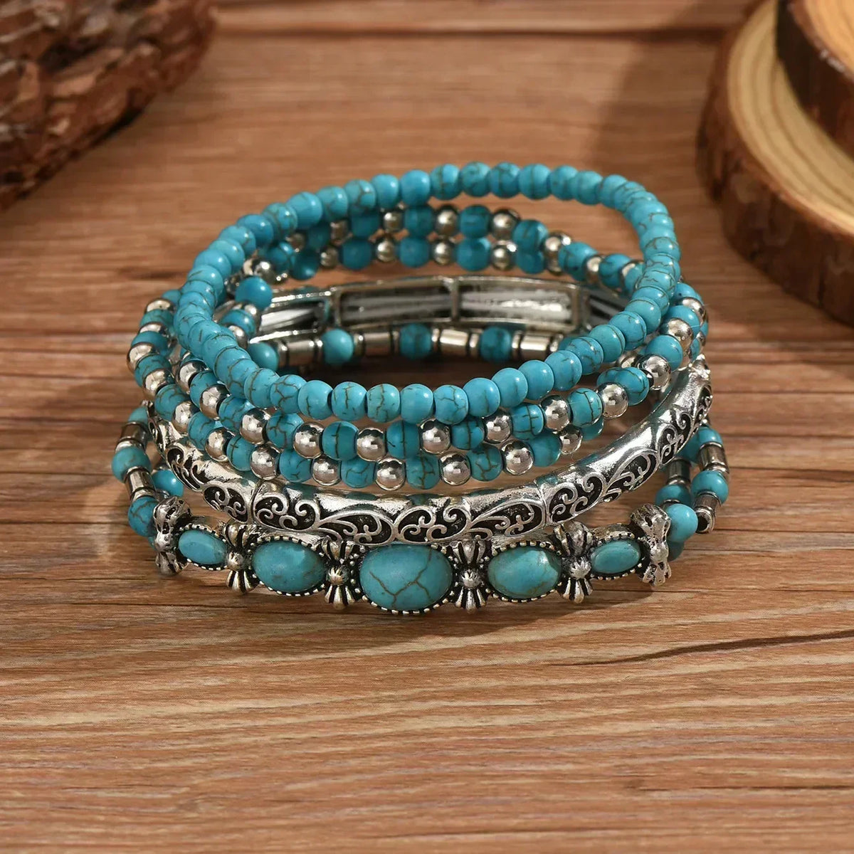 Celestina | Set de Pulseras con Cuentas Turquesa