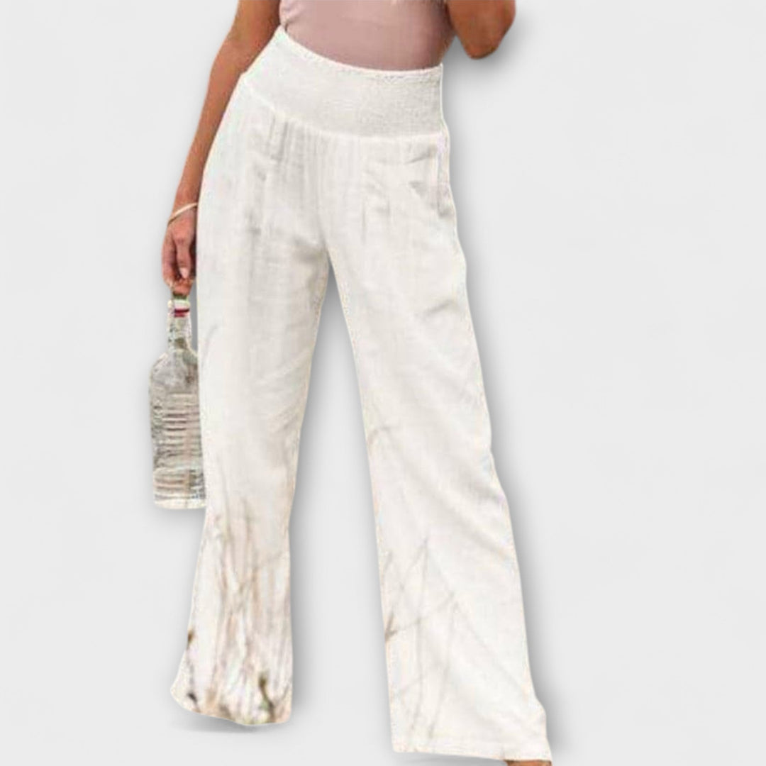 Thearya - Pantalones Anchos de Lino Casual
