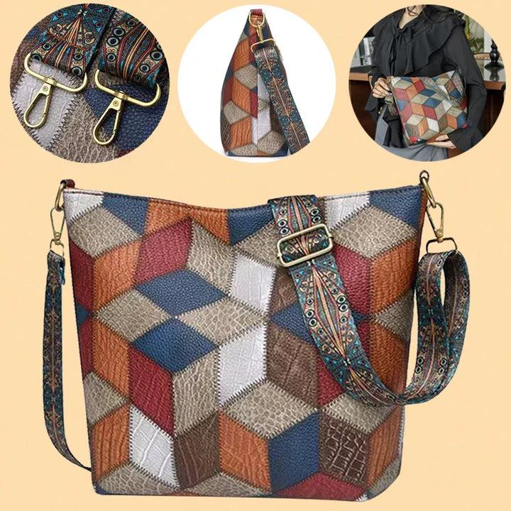 Bolso | De mano de piel con mosaico