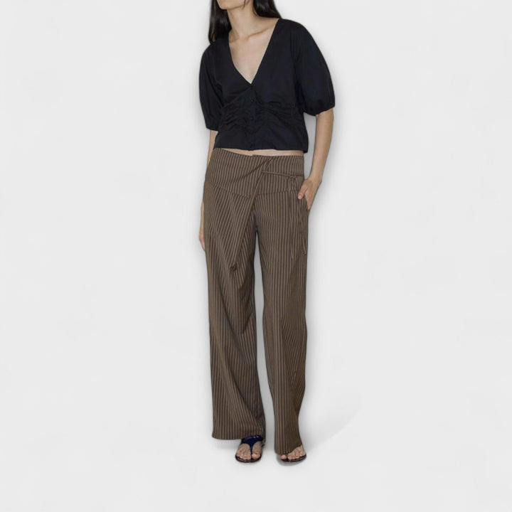 Julia - Pantalones Rayados Plegables