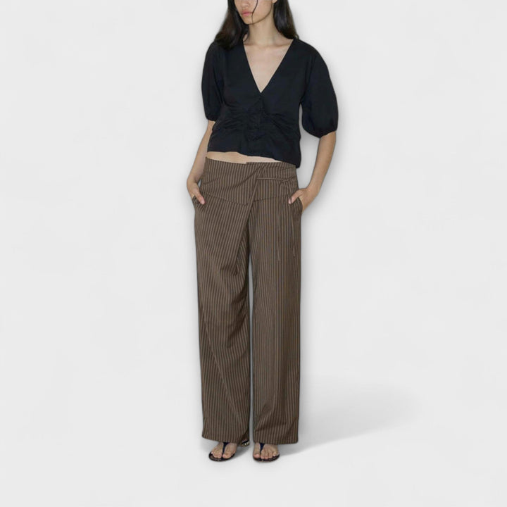 Julia - Pantalones Rayados Plegables