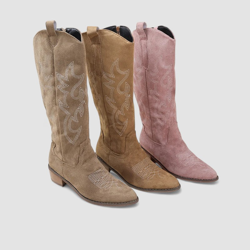 Clementina | Bota Alta Western Bordada