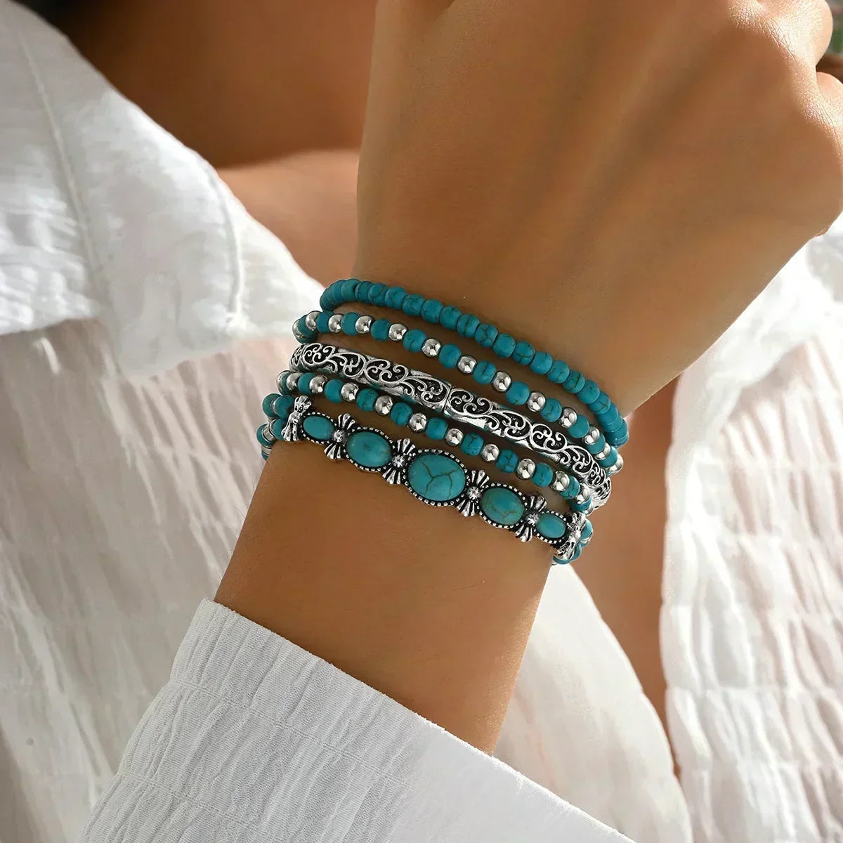 Celestina | Set de Pulseras con Cuentas Turquesa