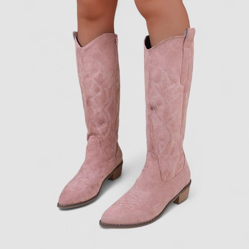 Clementina | Bota Alta Western Bordada