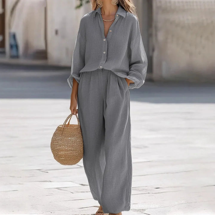 Giuseppe | Conjunto de verano elegante de algodón y lino para mujer