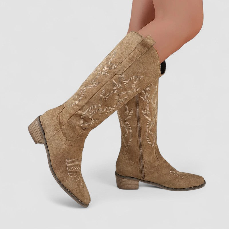 Clementina | Bota Alta Western Bordada