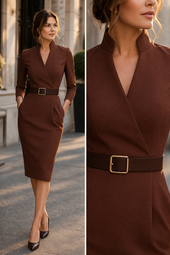 TIVARA | Vestido Negro Con Cintura