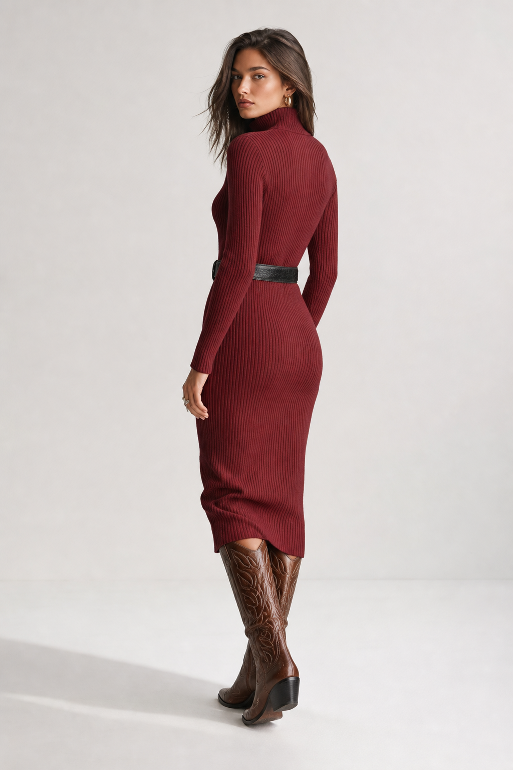 Alba | Vestido Midi de Punto Canalé