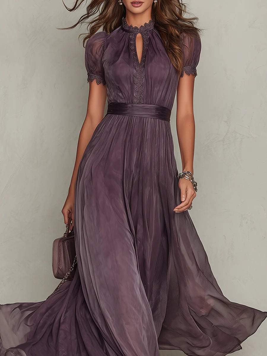 Flavia | Vestido largo violeta con encaje