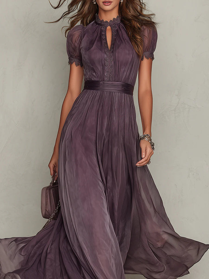 Flavia | Vestido largo violeta con encaje