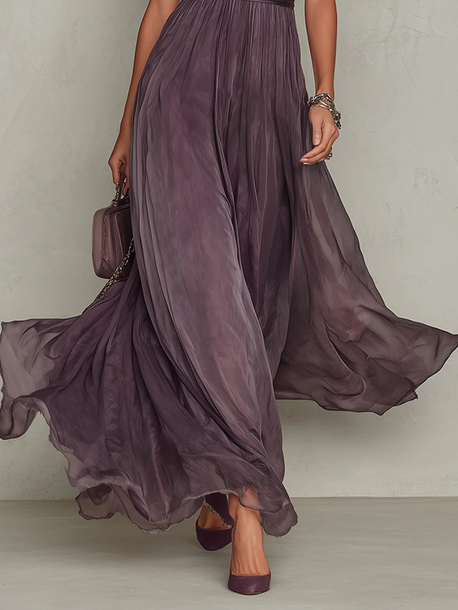 Flavia | Vestido largo violeta con encaje