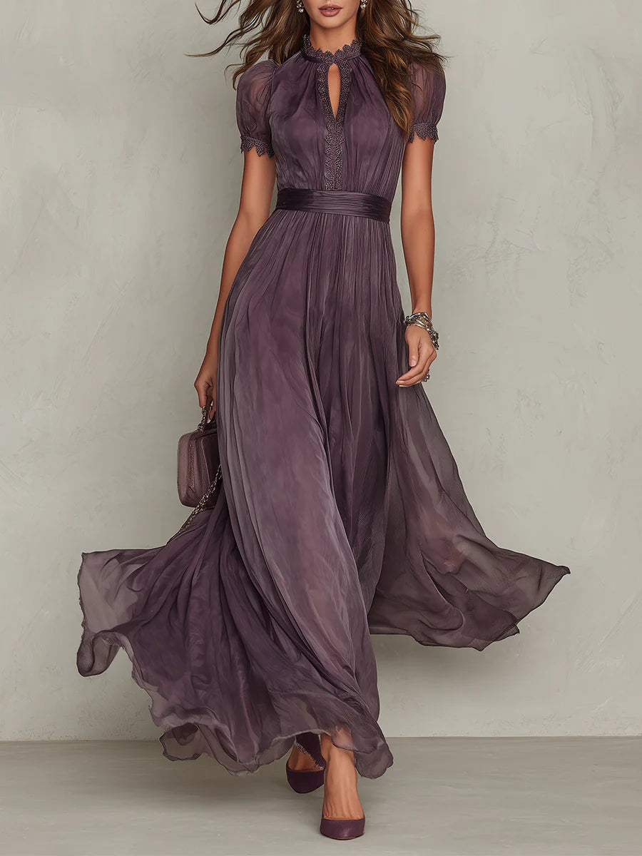 Flavia | Vestido largo violeta con encaje