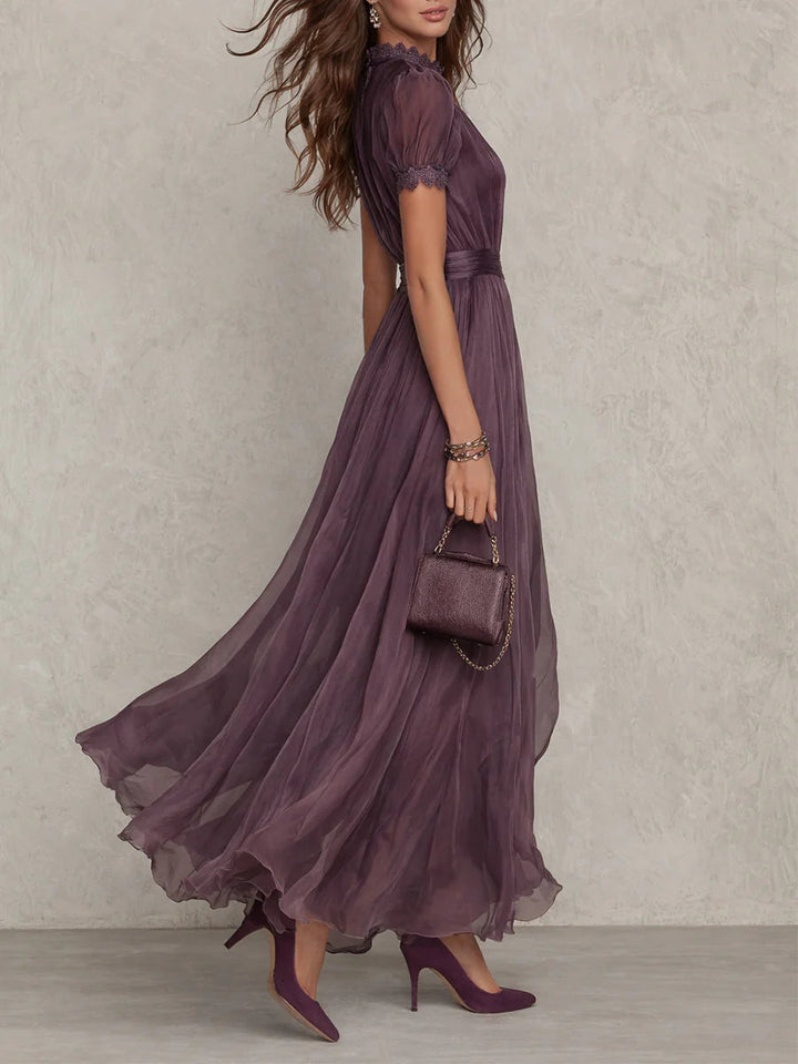 Flavia | Vestido largo violeta con encaje