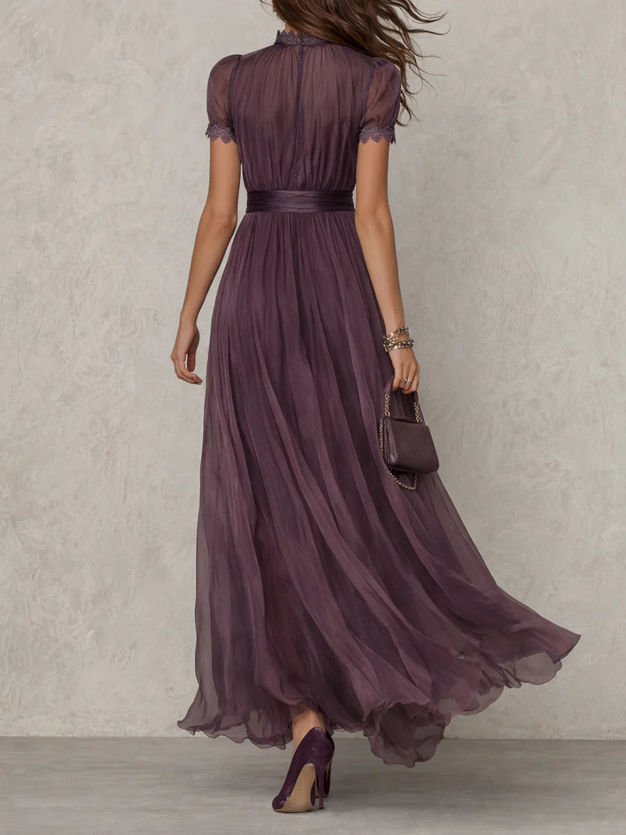 Flavia | Vestido largo violeta con encaje