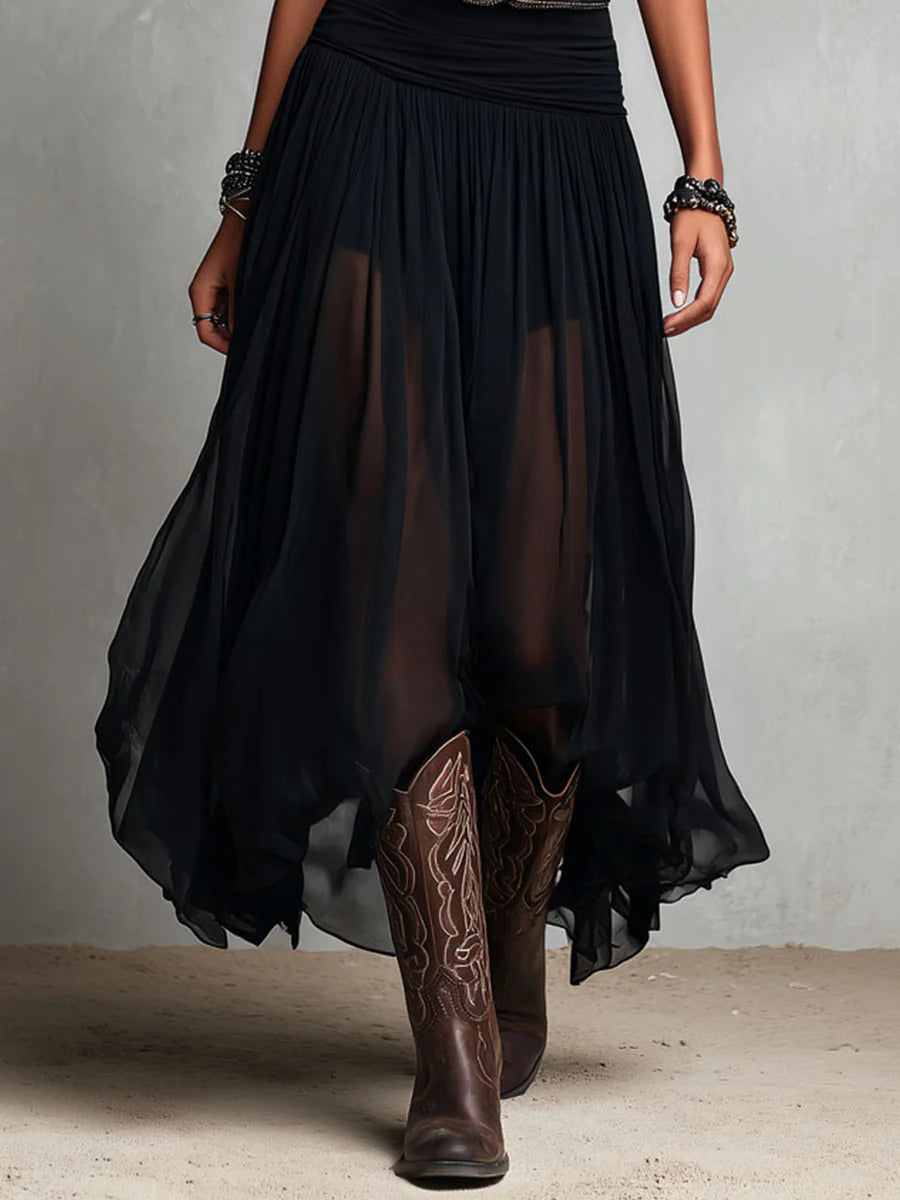 Berta | Vestido Largo Negro con Falda de Tul
