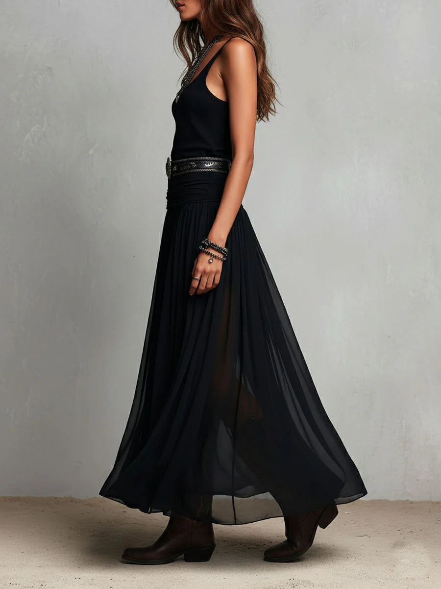 Berta | Vestido Largo Negro con Falda de Tul