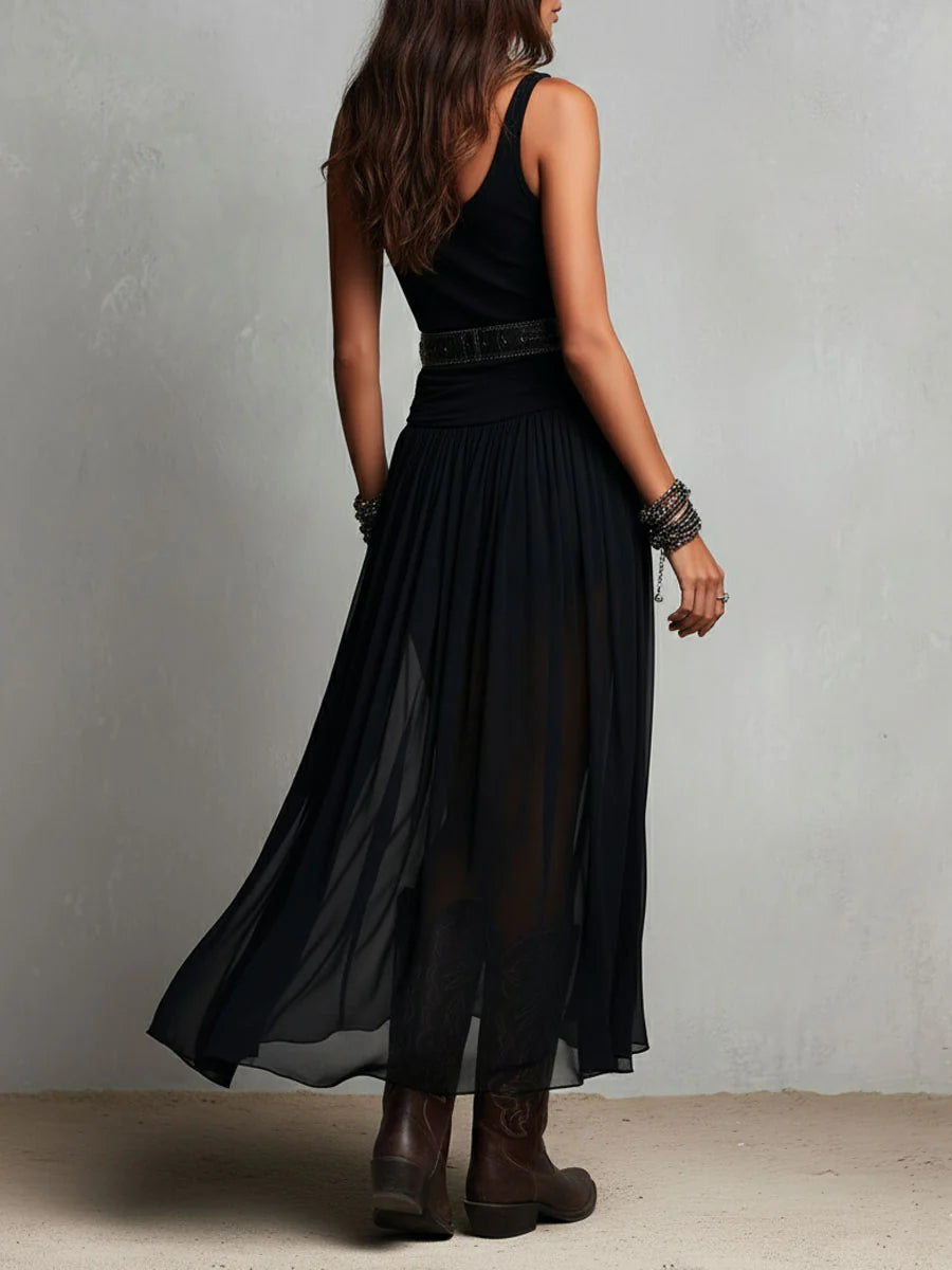 Berta | Vestido Largo Negro con Falda de Tul