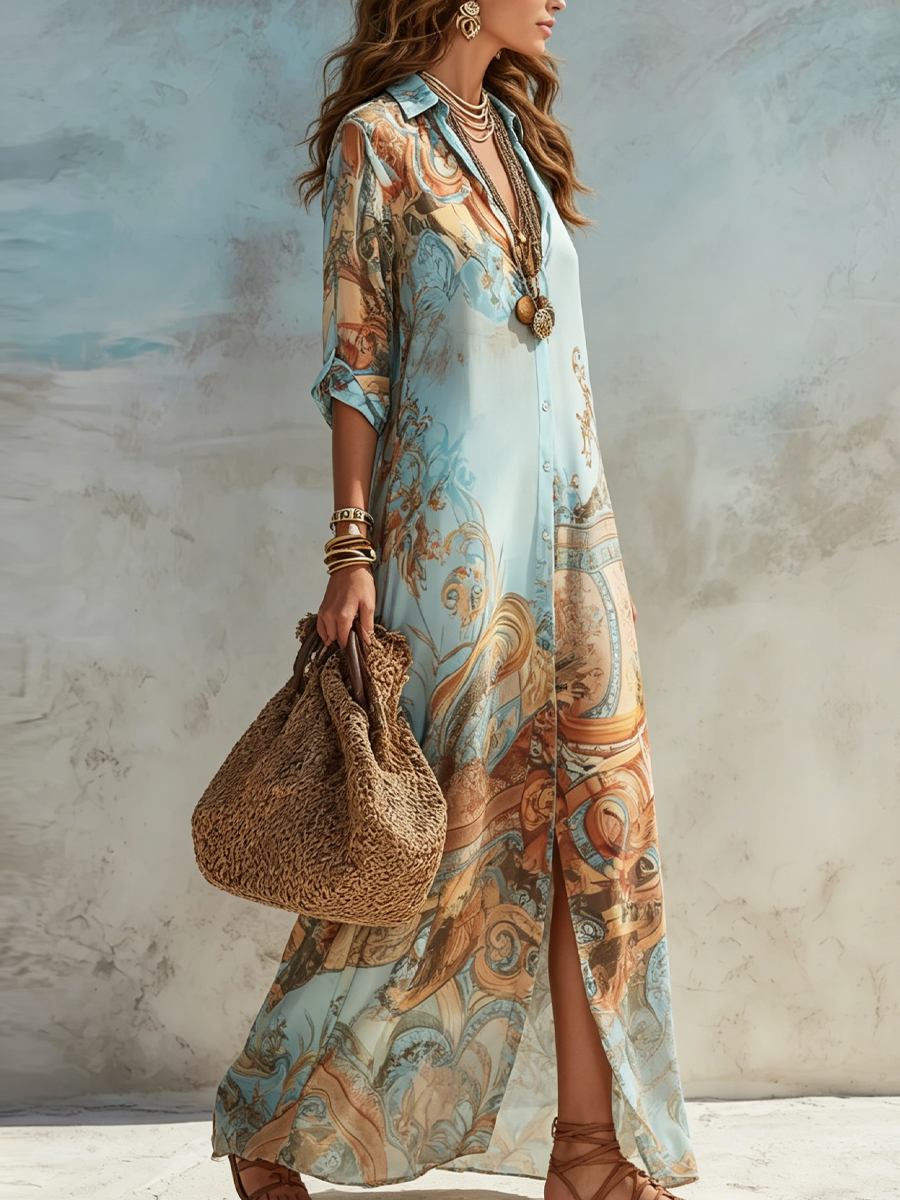 Lorna Vestido Chemisier Mediterráneo - detalle