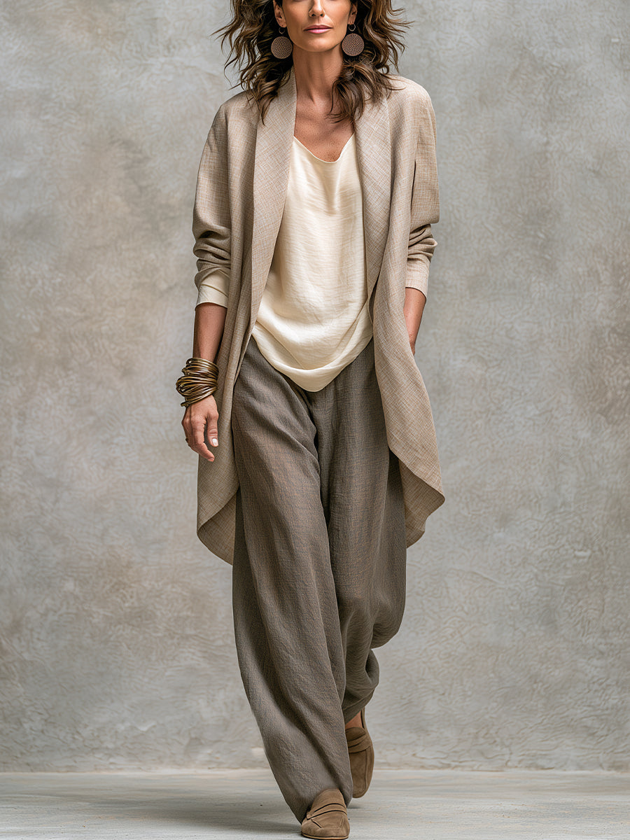Berta | Conjunto de Tres Piezas con Pantalón Ancho