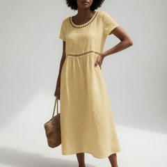 Livia | Vestido Bordado - Amarillo