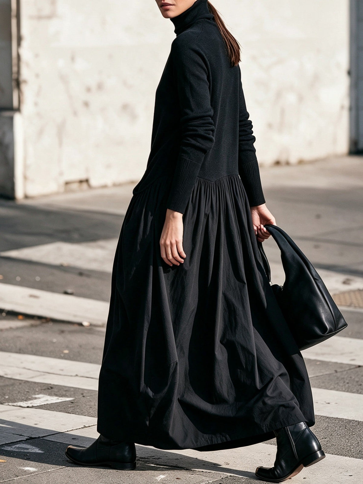 Javiera | Vestido Largo Oversize de Cuello Alto