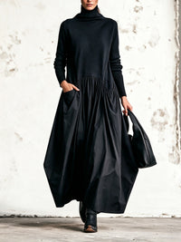 Javiera | Vestido Largo Oversize de Cuello Alto