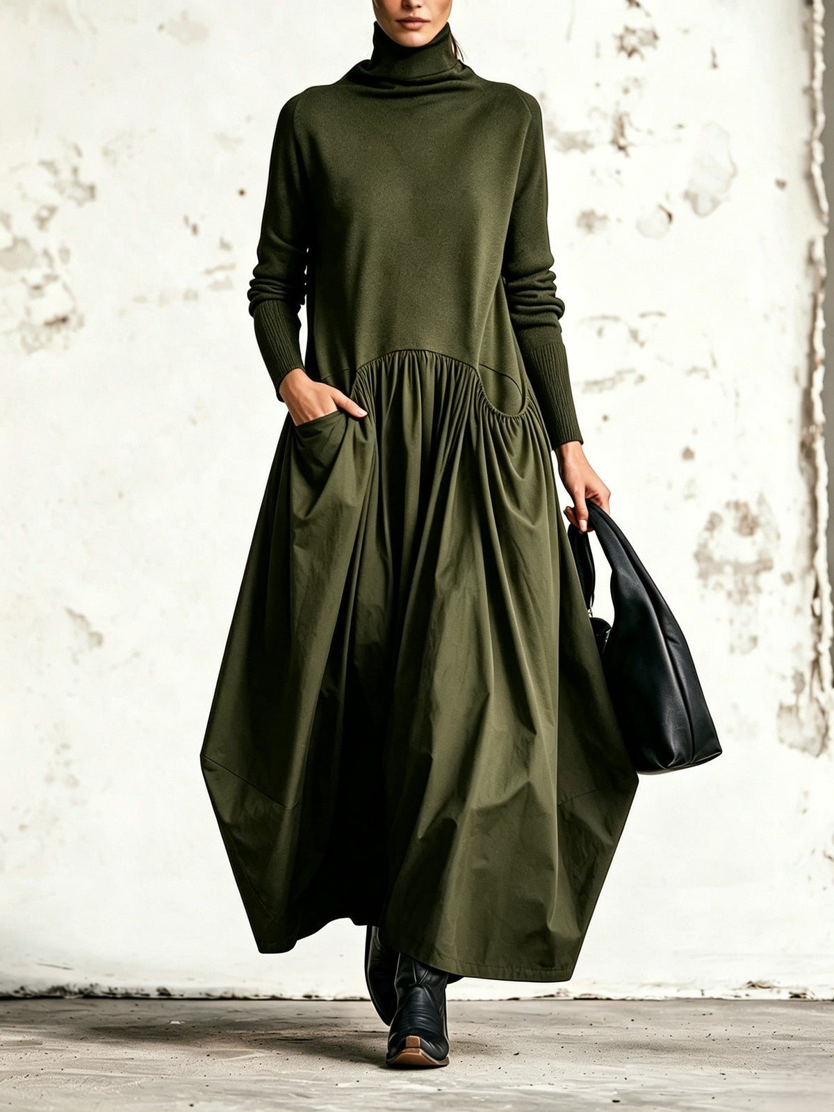 Javiera | Vestido Largo Oversize de Cuello Alto