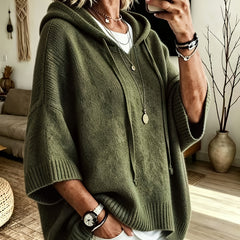Jersey con capucha y manga ancha en verde militar