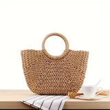 Serena | Bolso de Media Luna con Asa de Aro – Coñac
