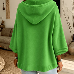 Jersey con capucha y manga ancha en verde claro, vista frontal