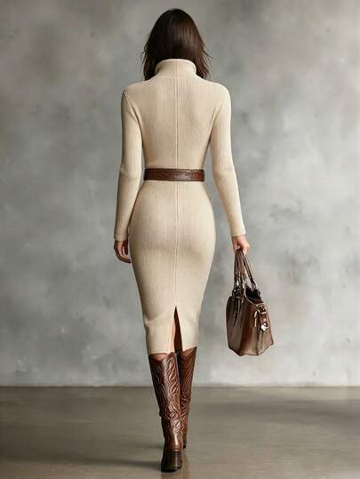 Vestido midi de punto Alba visto por detrás