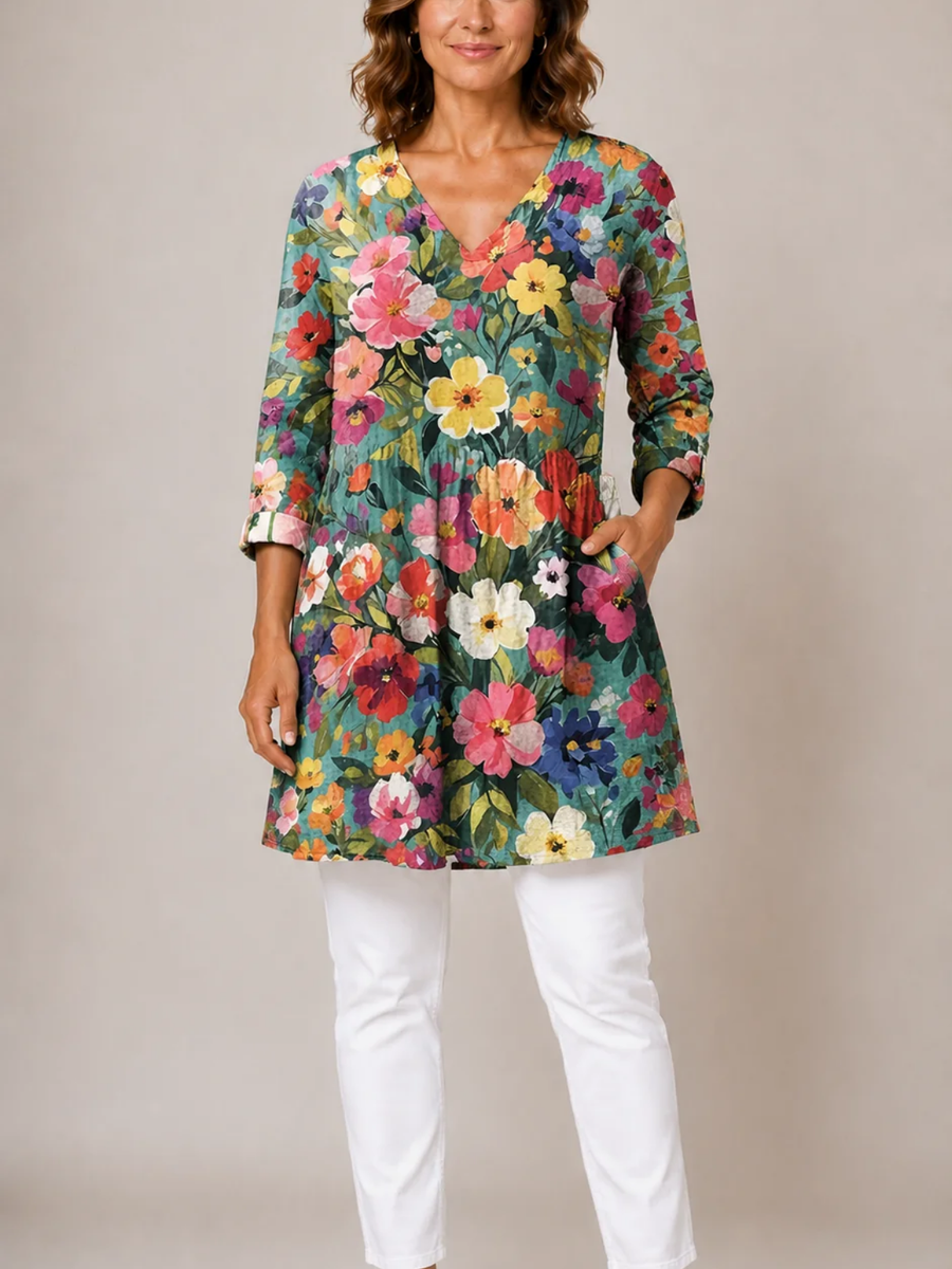 Ángel | Blusa Larga con Escote en V