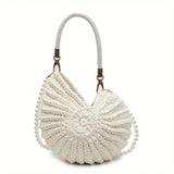 Tamara | Bolso Concha con Cadena de Perlas – Blanco Perla