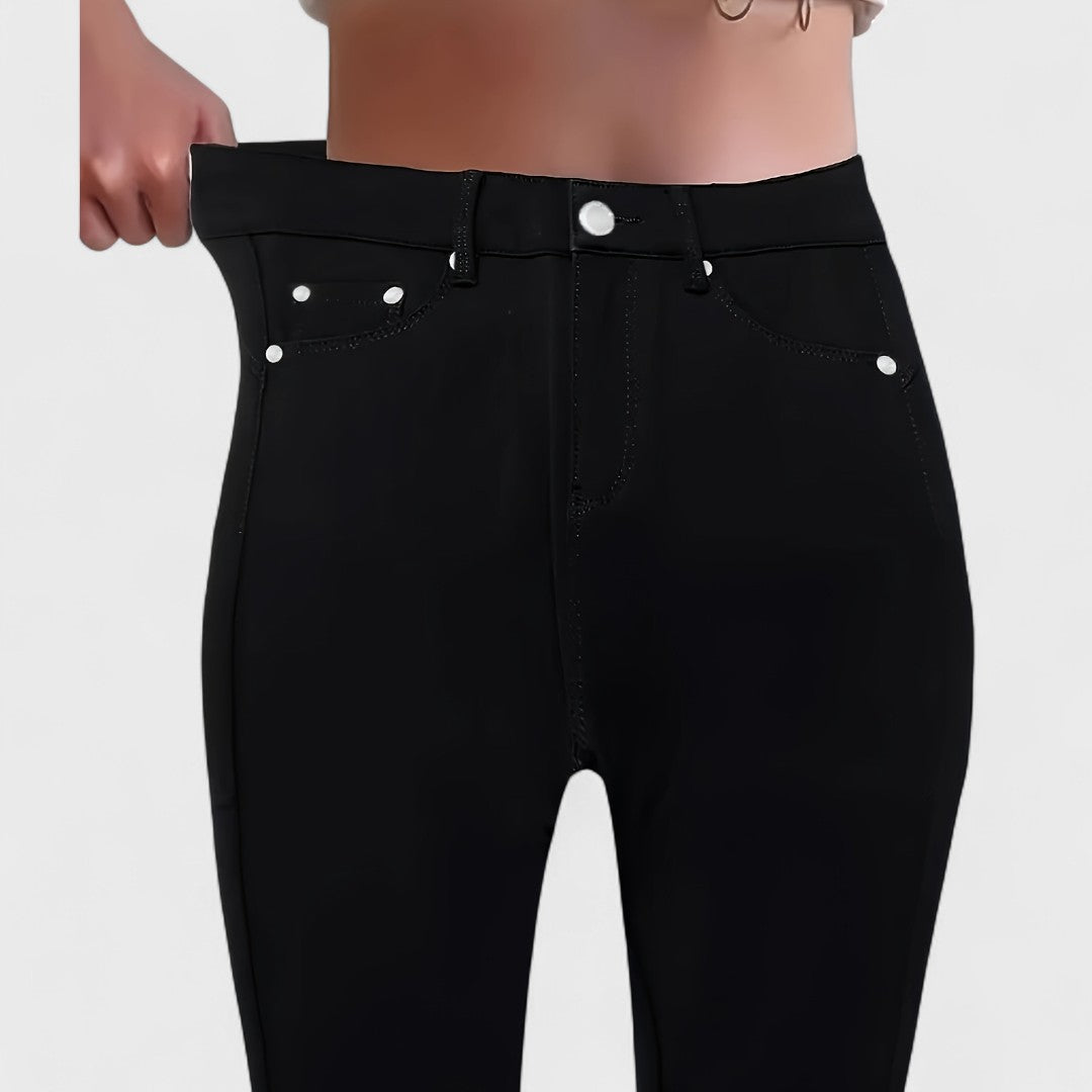 Floriale - Jeans negros de denim de cintura alta para mujer