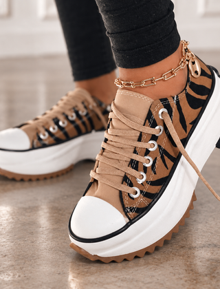 Bettina | Zapatillas de Plataforma Dentada — Estampado de tigre