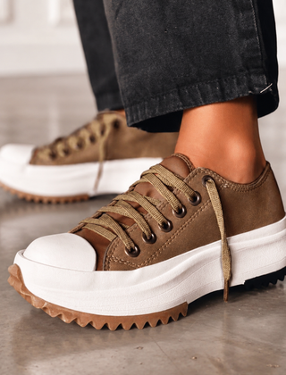 Bettina | Zapatillas de Plataforma Dentada — Marrón oscuro
