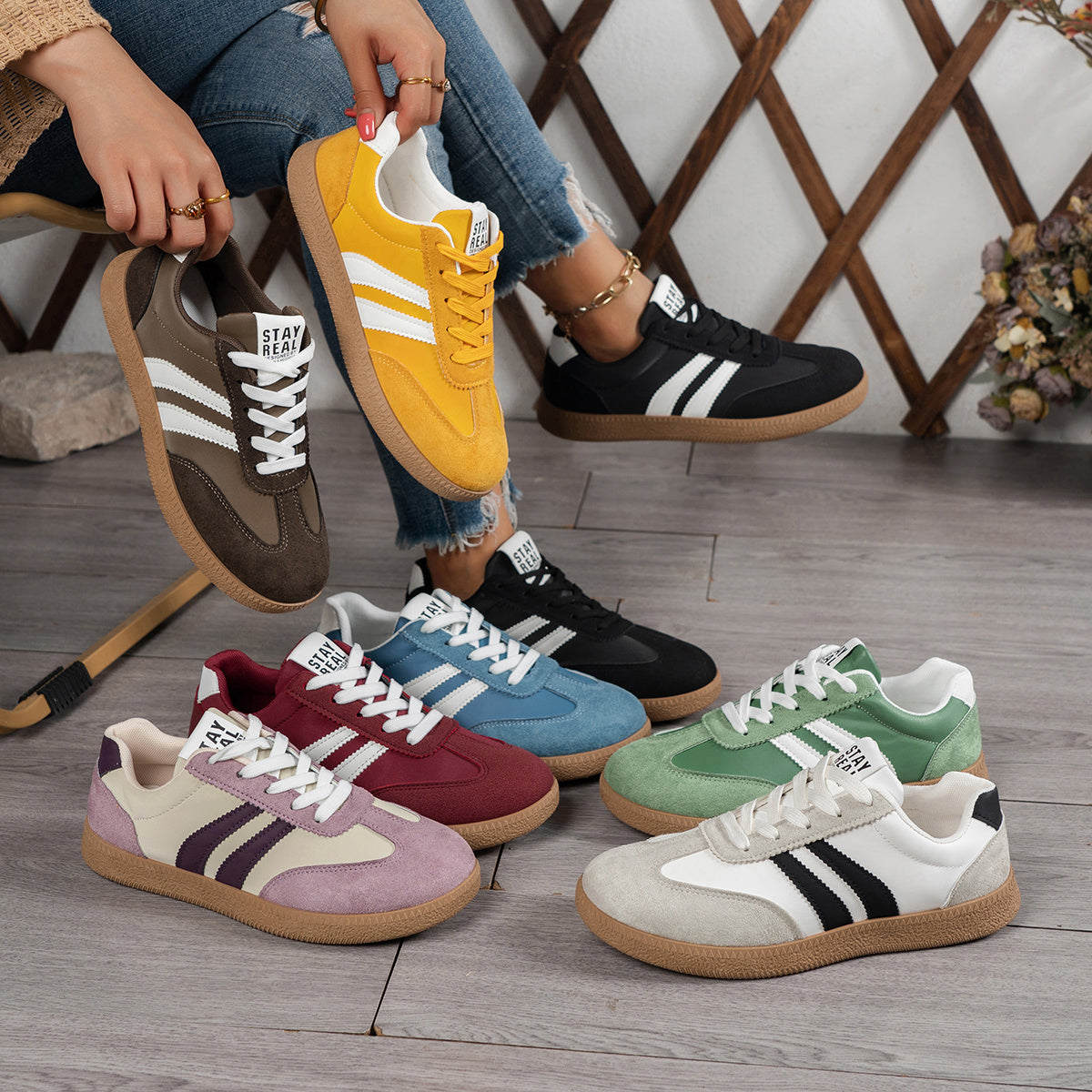 Sofía | Zapatillas Retro con Suela Caramelo