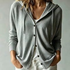 Cárdigan con capucha y botones en gris