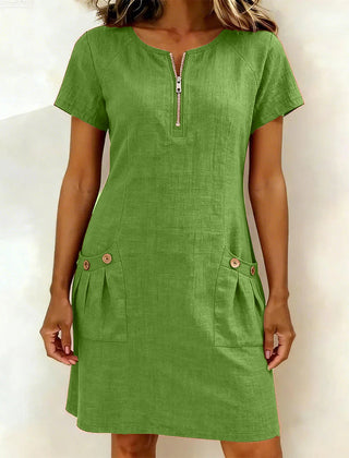Leliana vestido de algodón y lino verde