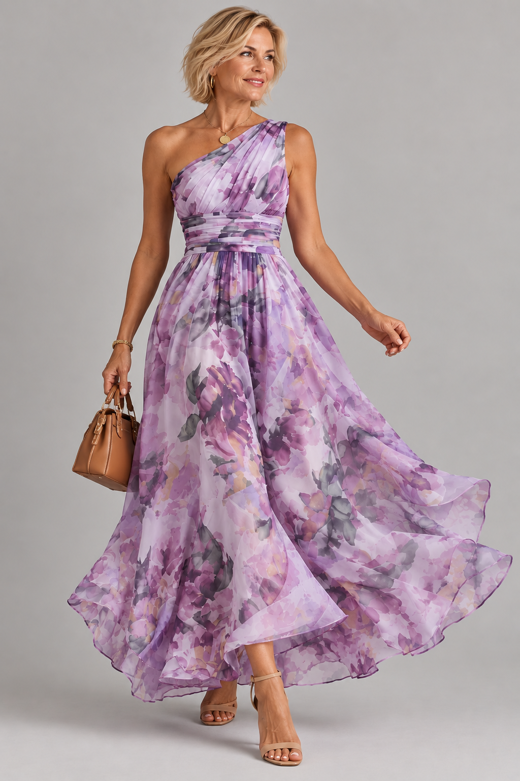 Celeste | Vestido Largo Floral de Un Hombro