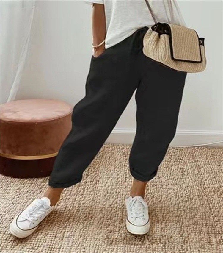 Pantalón Teresa en negro — pantalón de verano de pierna ancha