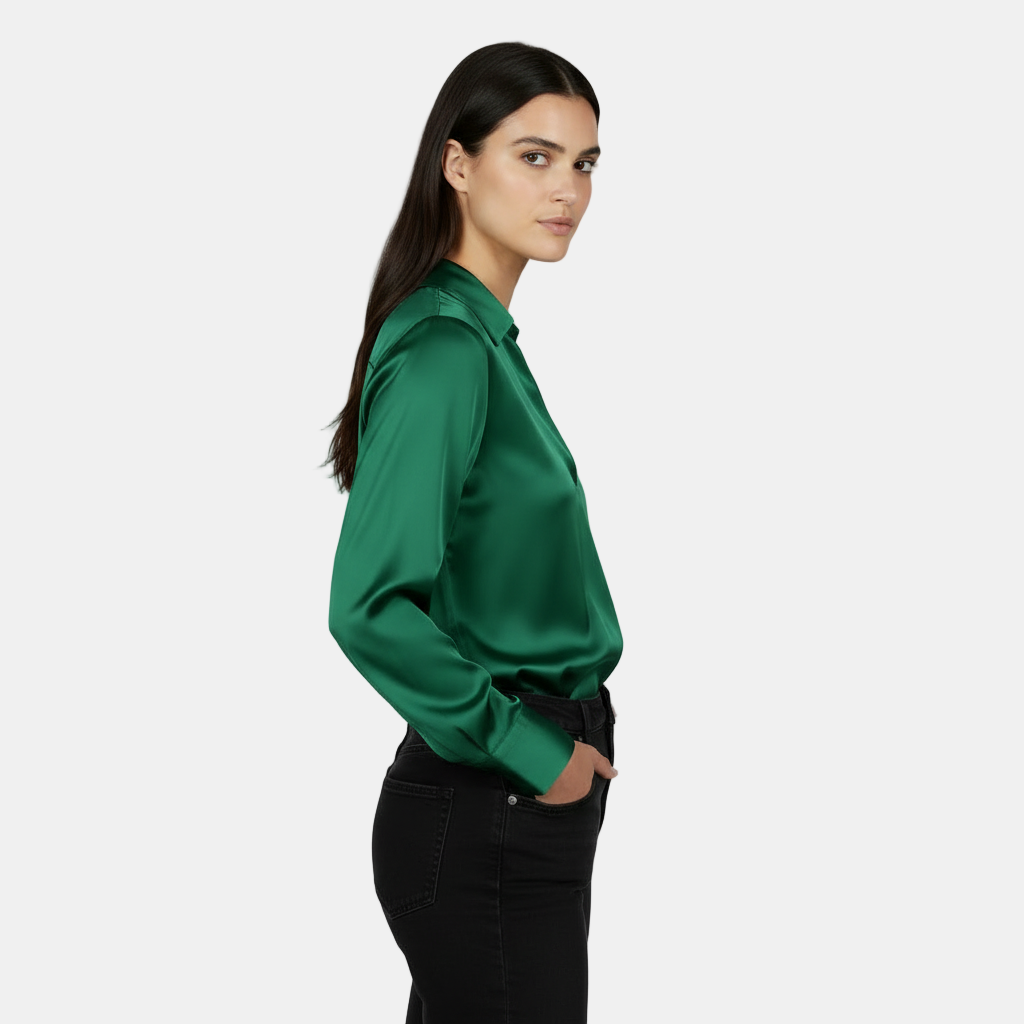 Camisa Manga Larga Mujer - Escote V, Elegante