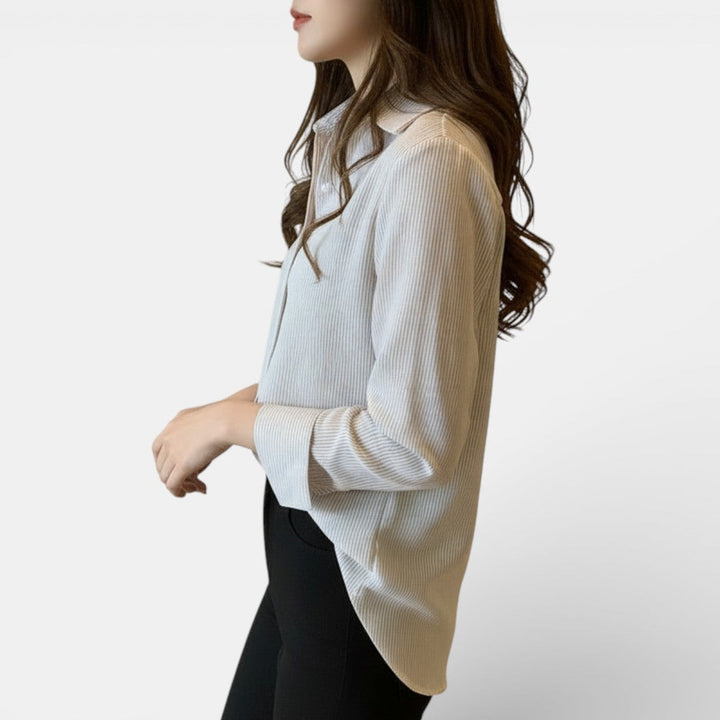 Camisa Casual de Rayas Estilo Coreano para Mujer
