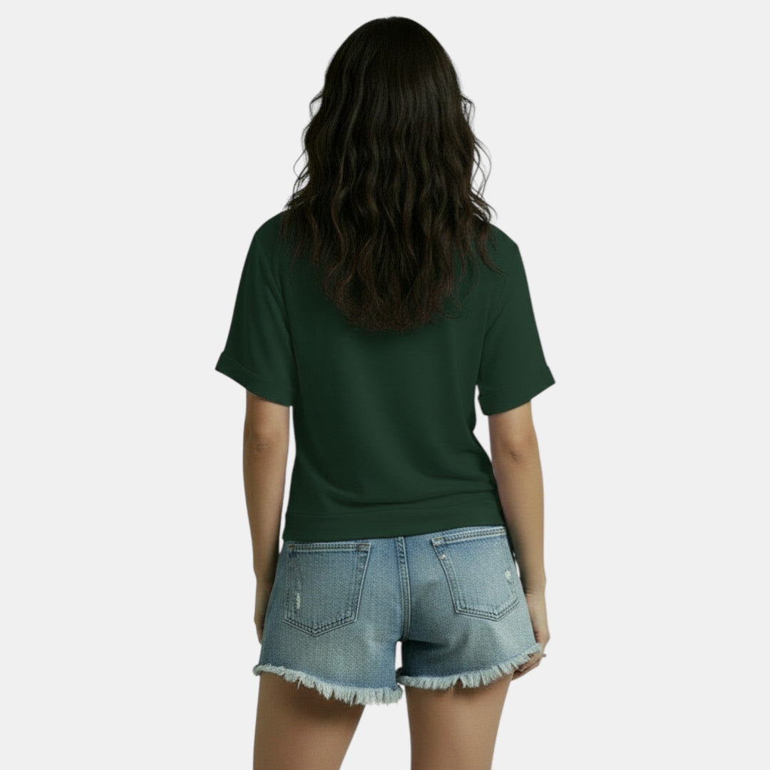 Camiseta Mujer Cuello V Nudo Irregular Casual Chic