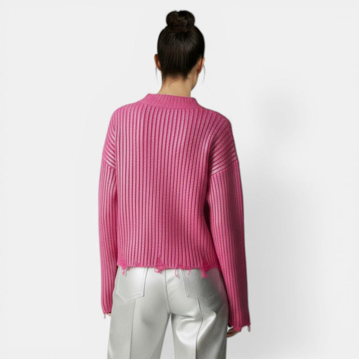 Top de Punto Mujer Corto Diseño Irregular Elegante