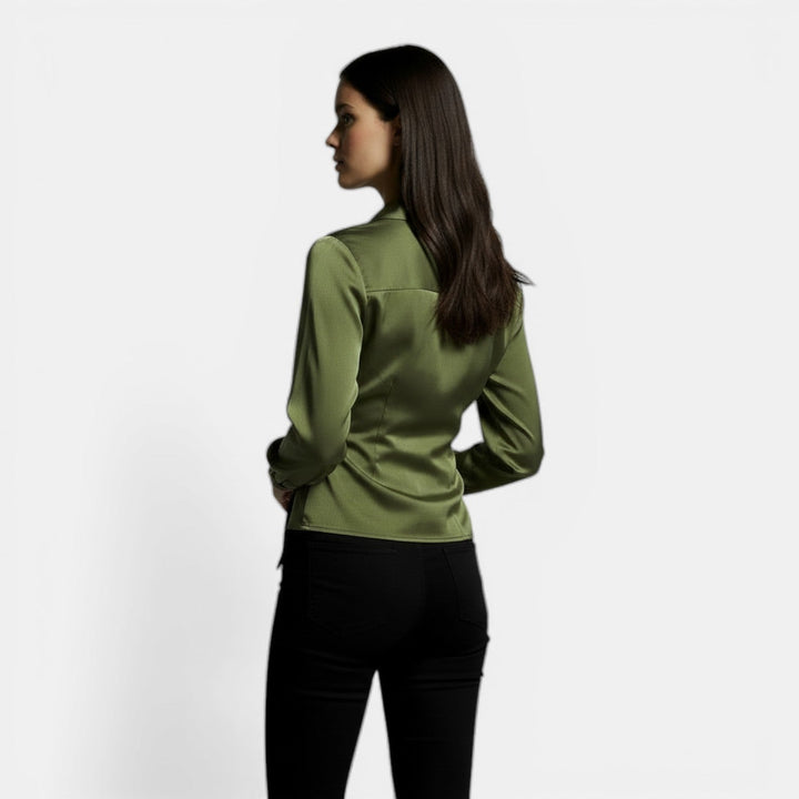 Blusa Satén Mujer Manga Larga Premium