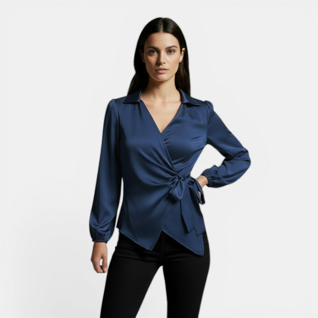 Blusa Satén Mujer Manga Larga Premium