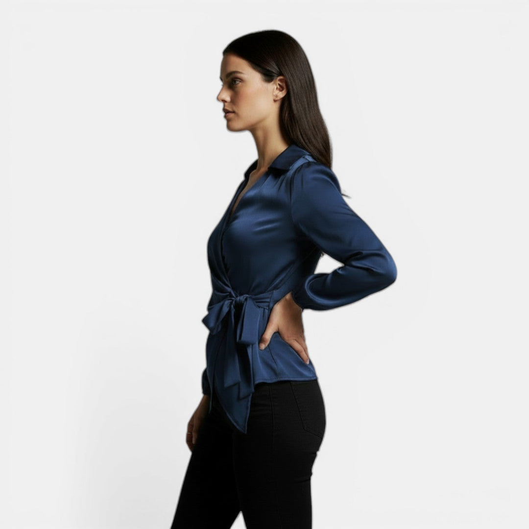 Blusa Satén Mujer Manga Larga Premium